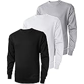 ZITY 3 Pack Men's Crewneck Sweatshirts Lightweight Long Sleeve Casual Pullover Moisture Wicking Sweatshirts for Men
