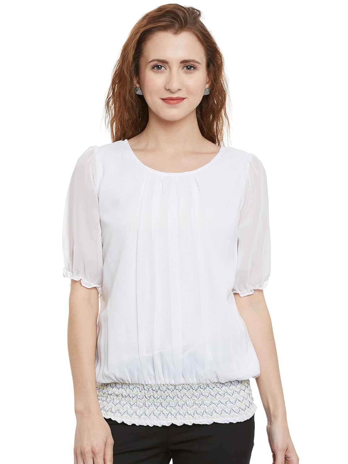 eyelet poly georgette regular tops