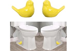 RENUIS 2 Pcs Ceramic Bird Toilet Floor Bolt Caps,Cute Bird Toilet Screw Caps Decorative,Toilet Bolt Figurine,Toilet Bowl Cap Covers,Decorative Bathroom Toilet Bolt Easy Installation (Bird-Yellow)