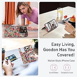 Goodon for iPhone 16 Pro Case Wallet - Flip Folio