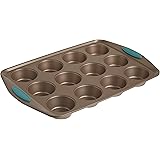 Rachael Ray Cucina Nonstick 12-Cup Muffin Tin With Grips / Nonstick 12-Cup Cupcake Tin With Grips - 12 Cup, Brown