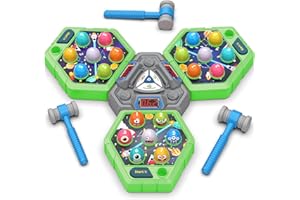 TooLion 3-Player Whack Game Mole for Kids 3-12 Boys Girls - 3 Independent Game Boards,3 Modes with Sound & Light,Safe Educational Pounding Toy,Christmas Birthday Gift for Multi-Kid Families