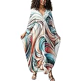 Kaftan Dresses for Women Plus Size Flowy Cover Up Batwing Sleeve Beach Dress Swimsuit Loungewear Lightweight Maxi