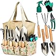Garden Tool Set, Stainless Steel Heavy Duty Gardening Tool Set, with Non-Slip Grip, Storage Tote Bag, Outdoor Hand Tools, Ide