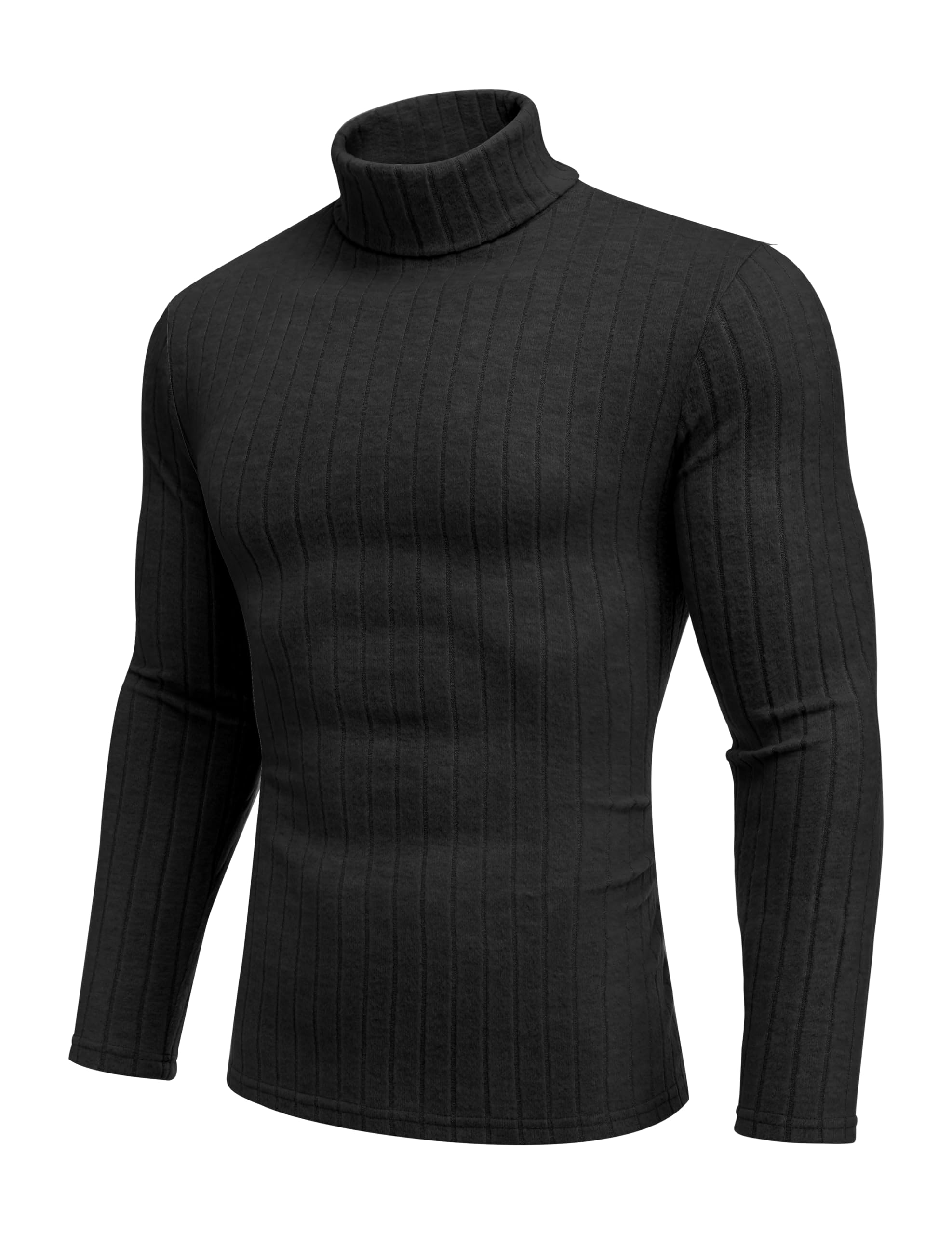 Ekouaer Men Turtleneck Shirts Lightweight Long Sleeve T Shirt Ribbed Thermal Tops Baselayer Pullover S-XXL