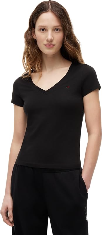 Femme Tjw 2pack V-Neck Tee Dw0dw21367 T-Shirt S/S, Multi (Black/Black), XXS EU
