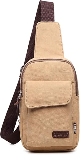 Amazon Fandareボディバッグ メンズ 斜めがけバッグ おしゃれ 人気 イヤホン穴付き ワンショルダーバッグ 大容量ショルダーバック 軽量肩掛けバッグ 通勤 通学 旅行 キャンバス カーキ Fandare ボディバッグ ワンショルダー