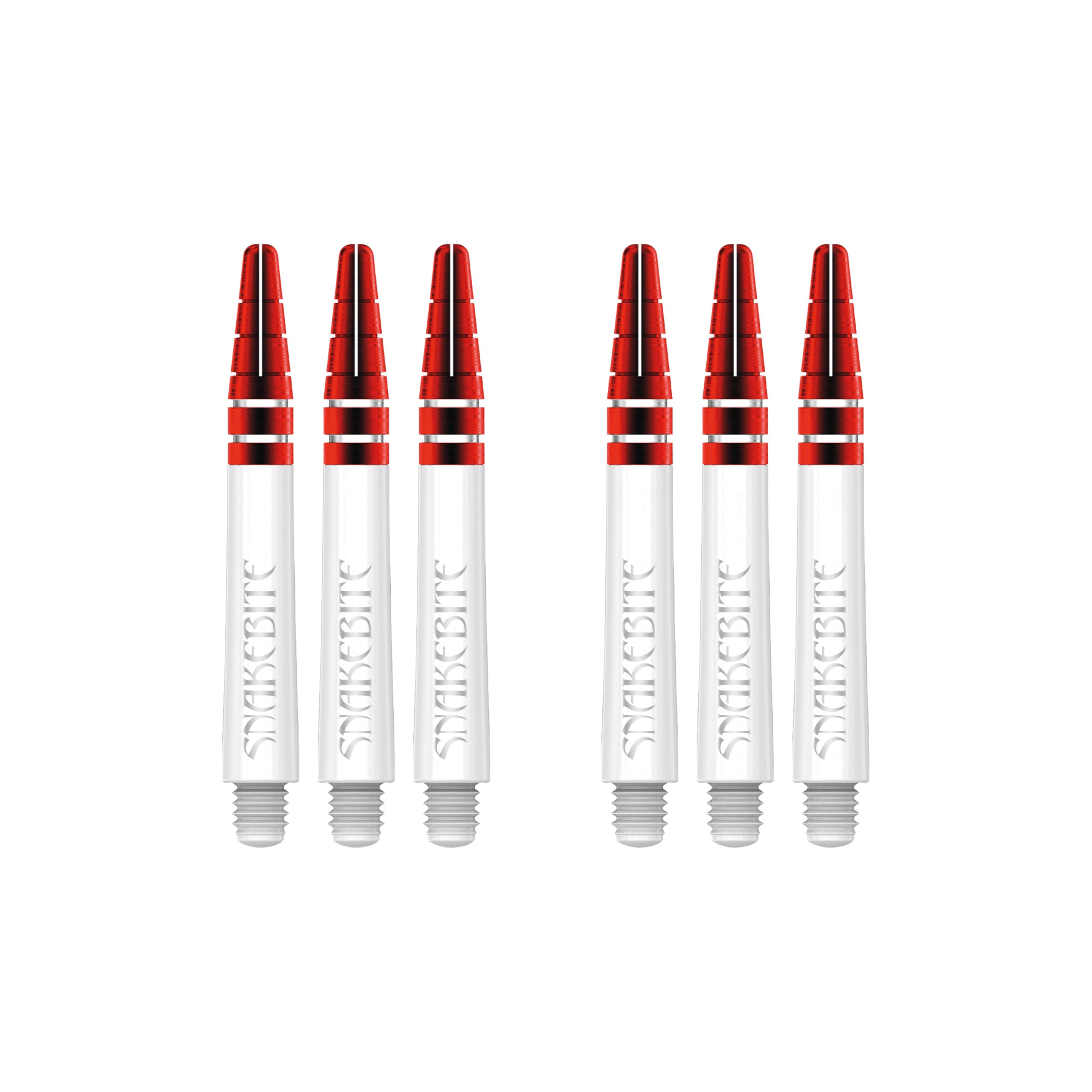 RED DRAGON Peter Wright Snakebite Nitrotech Intermediate White and Red Stems - 2 sets per pack (6 stems in total)