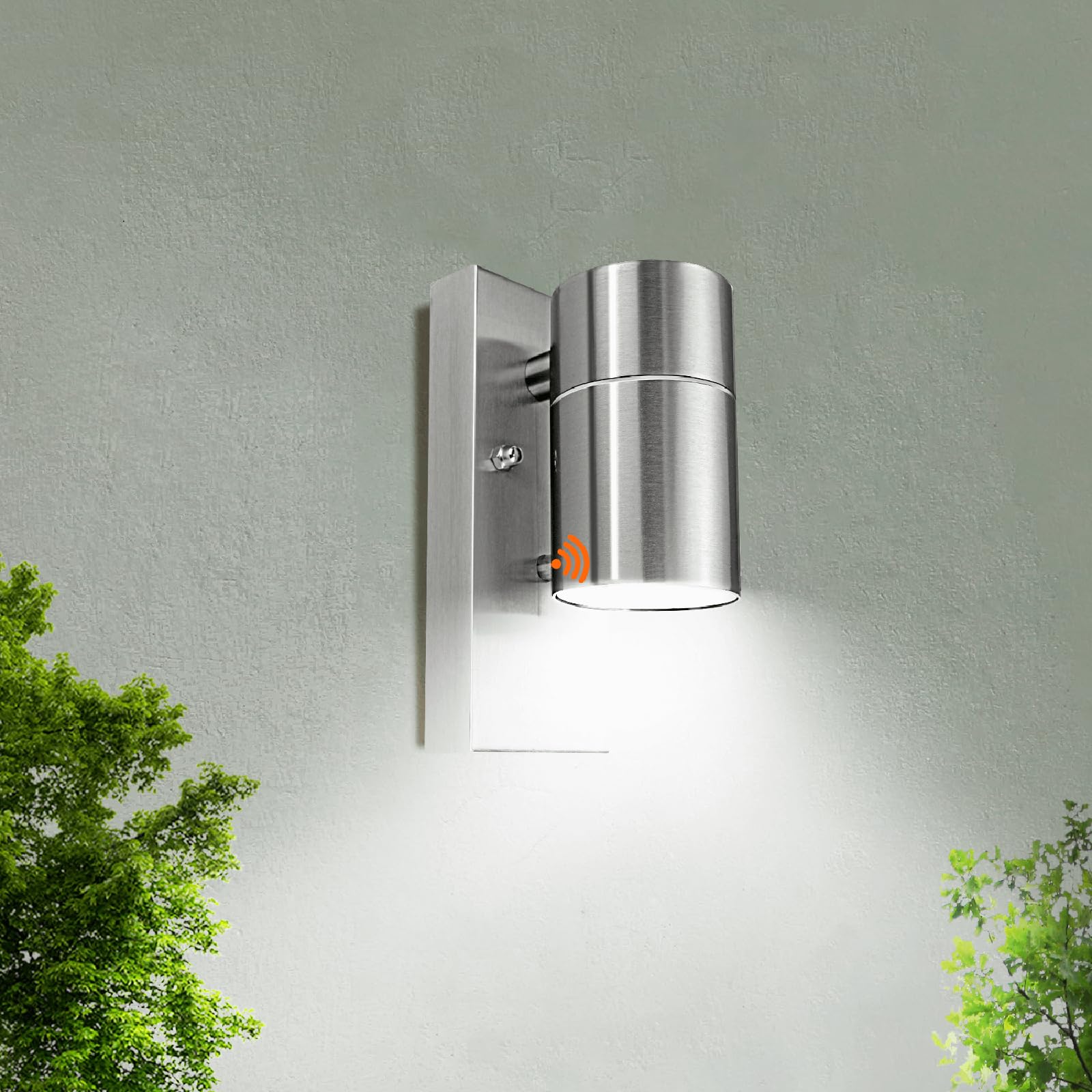 HiBay Dusk to Dawn Outdoor Wall Lights, IP44 Waterproof Outside Lights Mains Powered Photocell Sensor Stainless Steel Porch Lamp for Front Door, Garden, Incl. 5W Cool White GU10 Bulbs