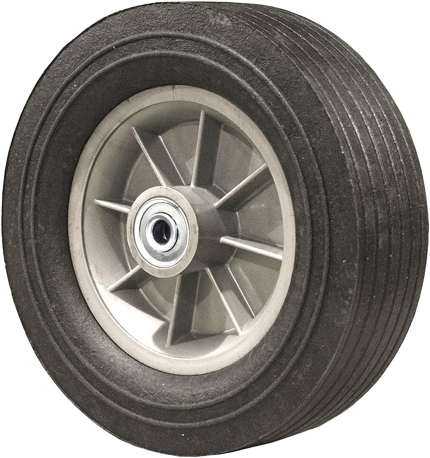 10 Inch Flat Free Hand Truck Tire - Wheel 10" x 3" - 2.25" Centered Hub - 3/4" Axle Bore - 650 lb