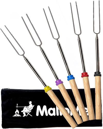 MalloMe Marshmallow Toasting Forks 32in Telescoping Skewers 5 Pack