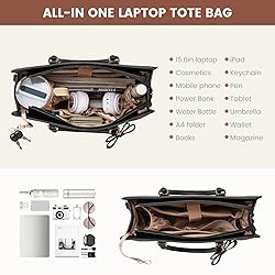 LOVEVOOK Laptop Tote Bag for Women,Leather Work