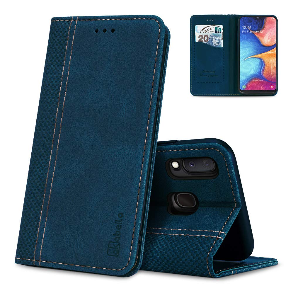 AKABEILA Case for Samsung Galaxy A20E Case Premium PU Leather Flip Wallet Case with Magnetic Closure Kickstand Card Slot Folio Phone Cover Blue