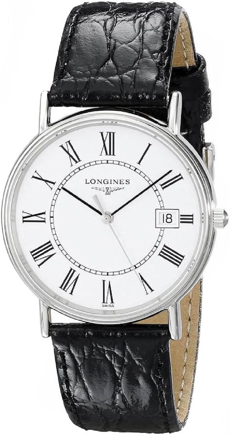 Longines Presence White Dial Black Leather Mens Watch L48194112