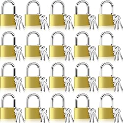 Yaocom 18 Pcs Solid Brass Keyed Padlock, Small