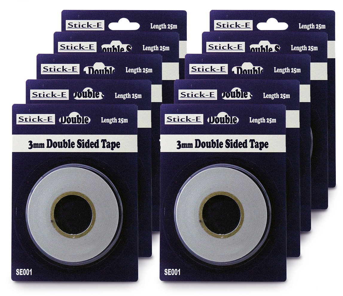 Stick-E Double Sided Tape 3mm x 25m (10 ROLLS)