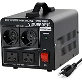 2000W Step Up/Down EU Voltage Transformer Converter 110V to 220V | OR Convert 220V to 110V Voltage Converter with 2US&amp;2 EU outlets [110V US Power Cord Included Only, No 220V Cord]