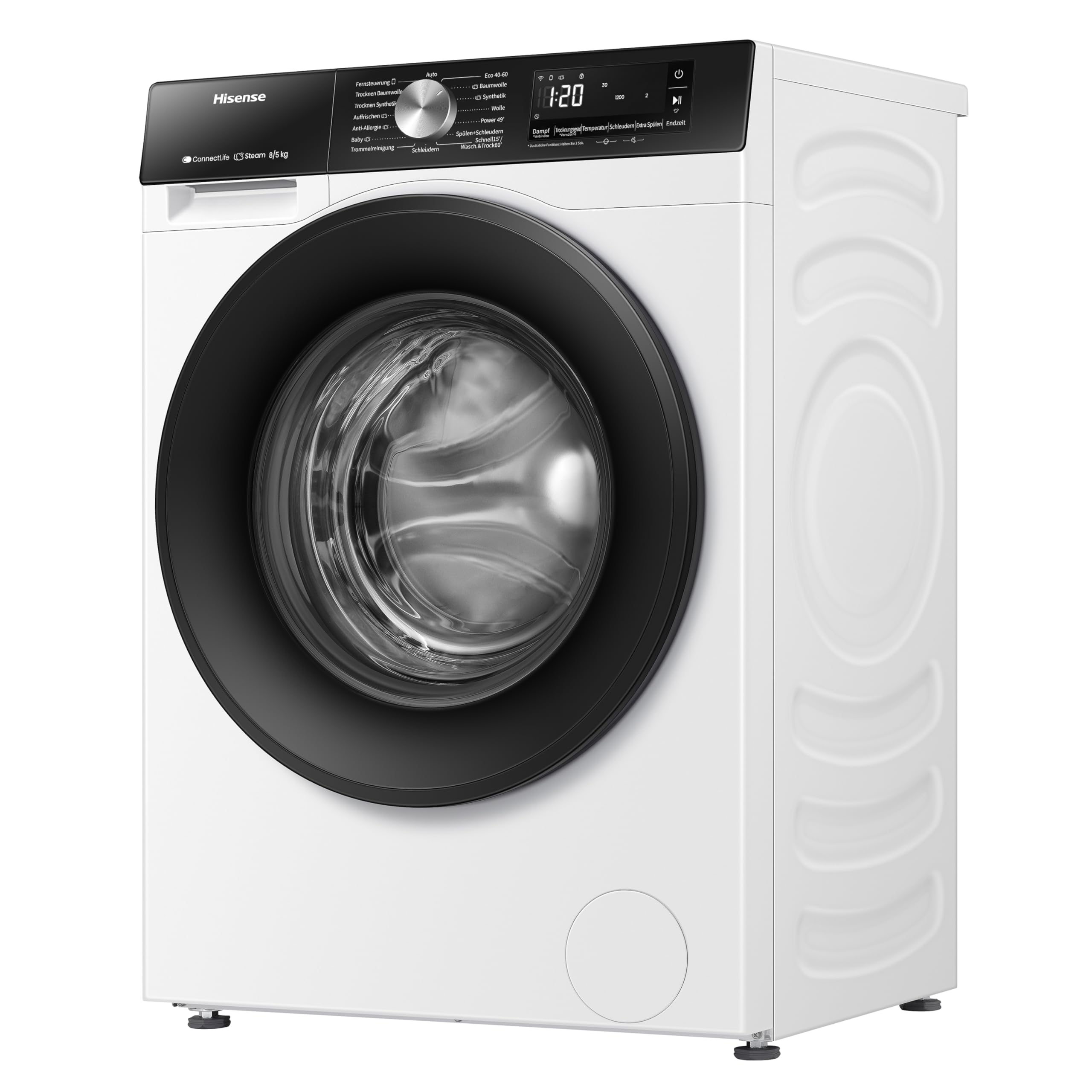 Hisense WD3S8043BW3 Waschtrockner/ConnectLife /16 Programme /8 KG, 54 Liter /1400 U/min/Dampffunktion/JetWash/Anti-Allergie Program/Auto Program/Eco Wash/Steam RefreshWeiß 5