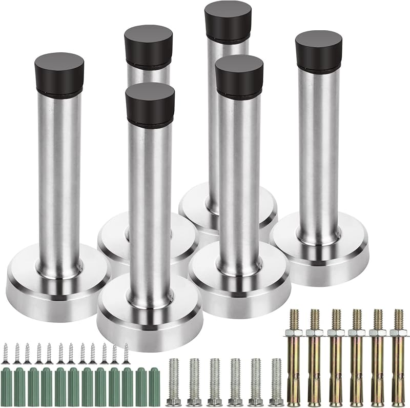 ASelected Door Stopper 6 Pack Stainless Steel Wall Protector with Rubber Tip