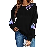 UNIQUENOE Magic Kingdom Sweatshirts for Women Magical Tshirt Family Vacation Tee Castle Graphic Long Sleeve Tops
