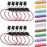 Newdeli 10Pack 14AWG Inline Fuse Holder 12V ATO/ATC Waterproof in Line Fuse Holder with 100Pcs Standard Blade Fuse 2A/3A/5A/7
