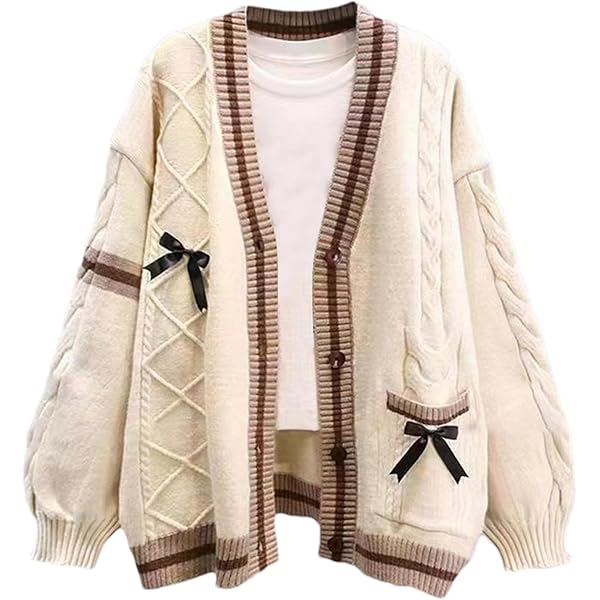 FindThy Women's Cute Rabbit Embroidered Cardigan Long Sleeve