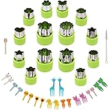 Kasmoire Vegetable Cutter Shapes Set,Green Mini Pie Cookie Cutters Set Fruit Pastry Stamps Mold,for Decorative Kids Baking an