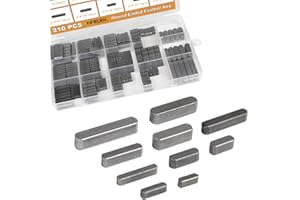 JUVIELICH 210Pcs Round Ended Feather Key, 15 Size Parallel Drive Shaft Keys Set, Metirc, Carbon Steel, Black, Keyway Shaft Crank Keys Woodruff Key for Flywheel Key Pulley Fasteners