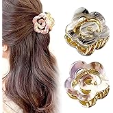 Acetate Hair Clips, Flower Strong Hold Hair Claw Clip, Hair Accessories for Women,rose Hair Clips Women fashions Hair grips, Beach Hair Accessories 2Pcs (Gray + Red)