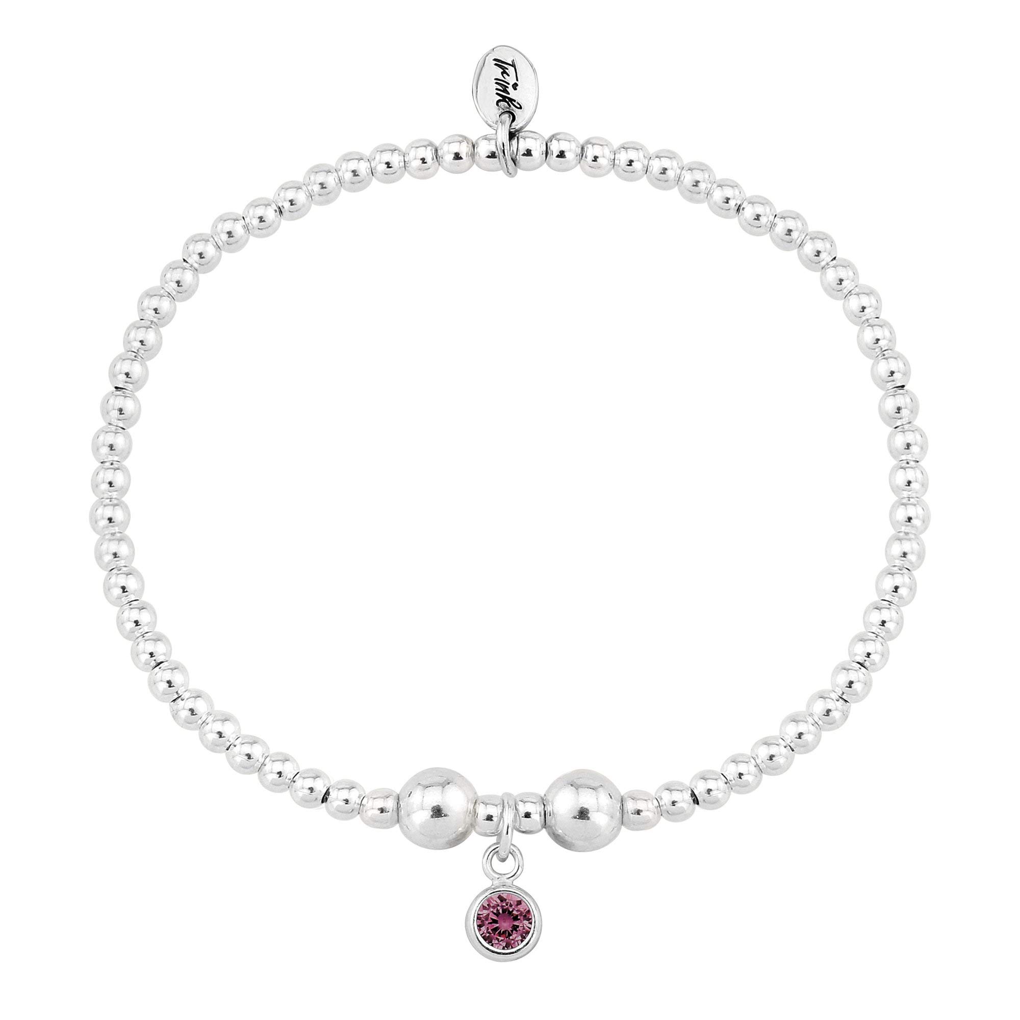 TRINK Brand Sterling Silver Beaded Birthstone Bracelet for July Ruby CZ — image 1
