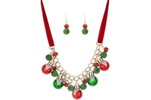 Madison Tyler Christmas Charm Jewelry Set for Women | Statement Christmas Snowball Snowman Snowflake | Bells Necklace | Dangle Silver Snowflake Earrings | Xmas Holiday Necklaces Gifts for Girls