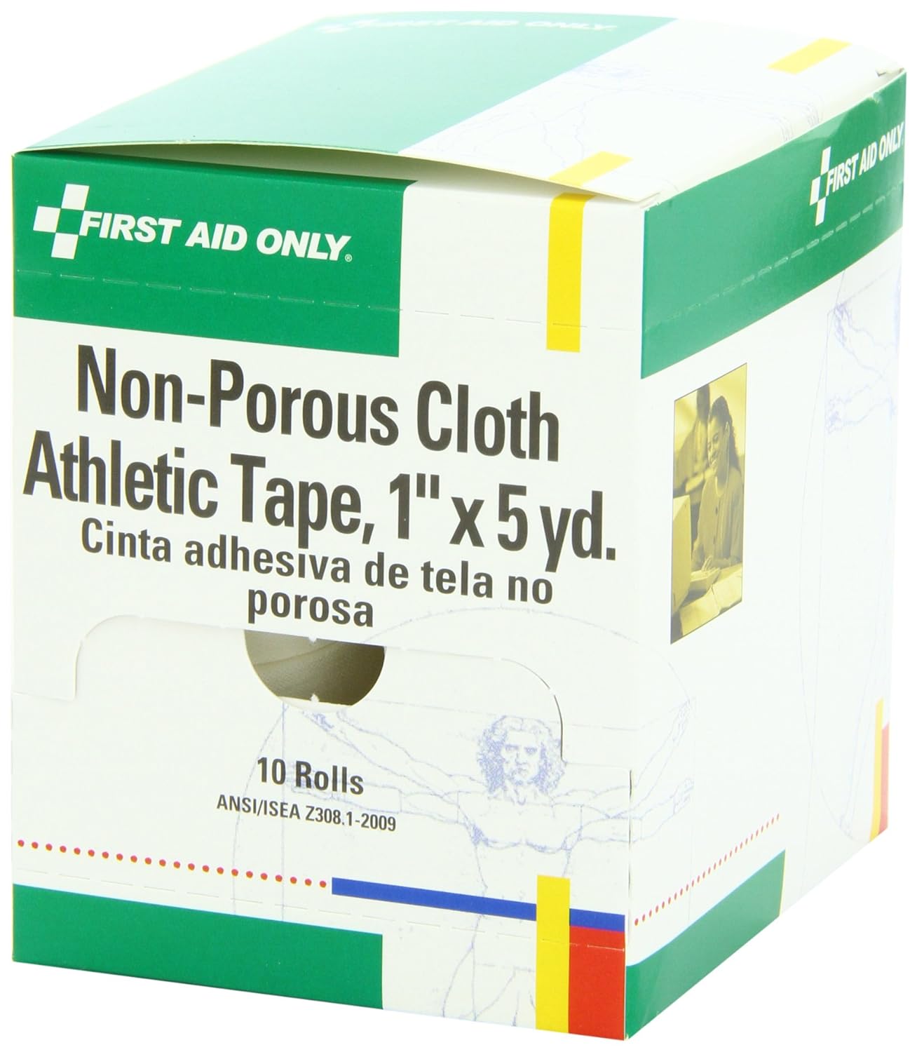 First Aid Only 1" X 5 Yd. Non-porous Cloth Athletic Tape Roll, 10-Count Box: Industrial & Scientific