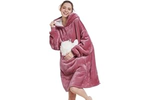 Aemilas Wearable Blanket Hoodie - Warm Sherpa Blanket Sweatshirt as Gifts For Adult Women Mom Men, One Size Fits All