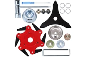 PLAXNS Steel Trimmer Head 6 Steel Razors Trimmer Head&10" x 3 Teeth Carbon Steel Brush Cutter Blades, Universal Weed Eater Blades Metal with 2 Different Adapter Kits