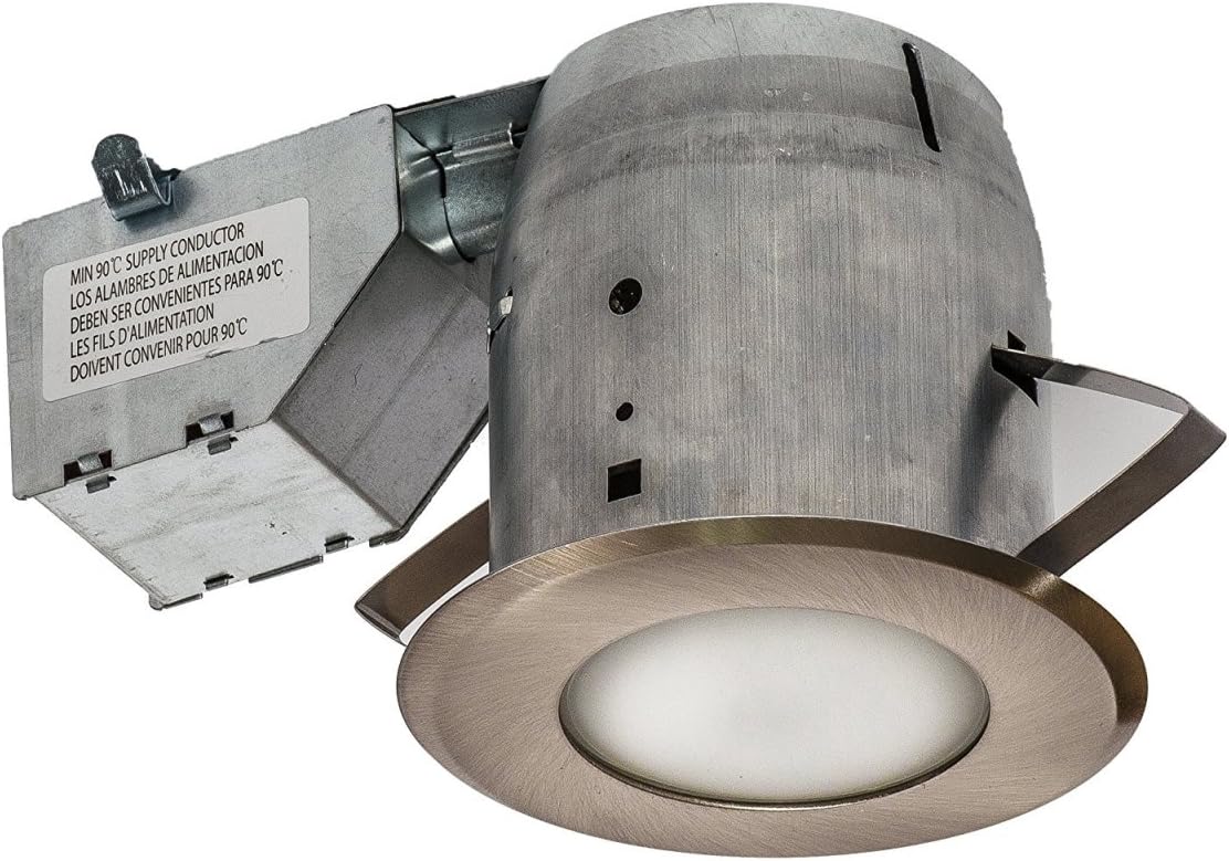 Nadair GU378L-FROBN Interior/Exterior Shower Recessed Lighting Kit Dimmable LED Downlight Bathroom Spotlights, GU10 550 Lumens Bulbs (50 Watts Equivalent) Included, 1 Pack, Brushed Nickel