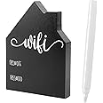 Wifi Password Wifi Sign for Guests Guest Wifi Password Sign Pattern Wooden Table Sign for Home Freestanding Chalkboard Style House Shape with Board Table Decorative Sign for Room 5x3.74 Inch Black