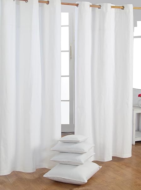 Homescapes Off White Eyelet Curtain Pair 137cm 54 Wide X 228cm
