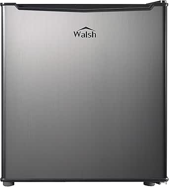 Walsh WSR17S5 Compact Refrigerator, 1.7 Cu.Ft Single Door Fridge, Adjustable Mechanical Thermostat with Chiller, Reversible Doors, Stainless Steel Look