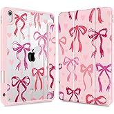 May Chen for iPad (A16) 11th Generation Case 11 Inch 2025, iPad 10th Gen Case 2022 10.9 inch, Built-in Pencil Holder with Shockproof Cover Clear Transparent Back Shell Auto Wake/Sleep, Bow Ribbon