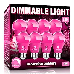 Gonhom 8 Pack A19 LED Pink Light Bulb,9 Watt Pink