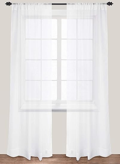 Amazon Com Utopia Bedding 2 Panels White Sheer Curtains W54 X