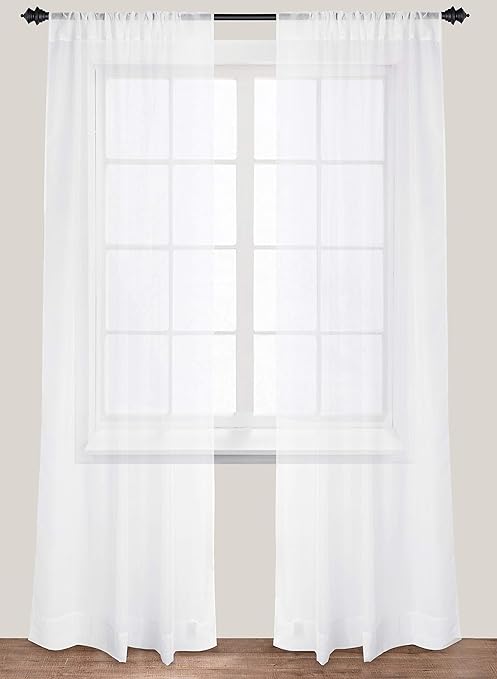 Amazon Com Utopia Bedding 2 Panels White Sheer Curtains W54 X