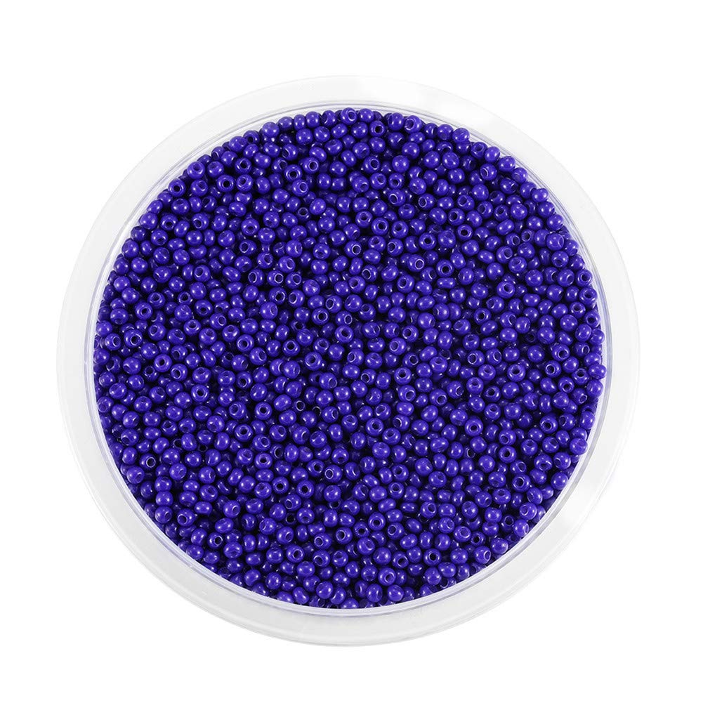 Around 9000pcs Opaque Glass Seed Beads Round Pony Bead Mini Spacer Beads 2mm for Jewellery Making Hair Accessories Beadwork Craft (Indigo)