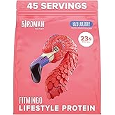 BIRDMAN Fitmingo Vegan Protein Powder with Inositol, Collagen Boosters, Hyaluronic Acid and Vitamins | Low Carb, Dairy Free, Low Calorie | 23g Plant Based Blueberry Protein Powder with Myo-Inositol
