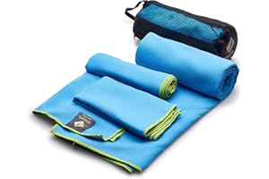 OlimpiaFit Quick Dry Towel - 3 Size Pack of Lightweight Microfiber Travel Towels w/Bag - Fast Drying Towel Set for Camping, Beach, Gym, Backpacking, Sports, Yoga & Swim Use