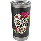 Sugar Skull Day Of The Dead Dia de Los Muertos Flowers Stainless Steel Insulated Tumbler