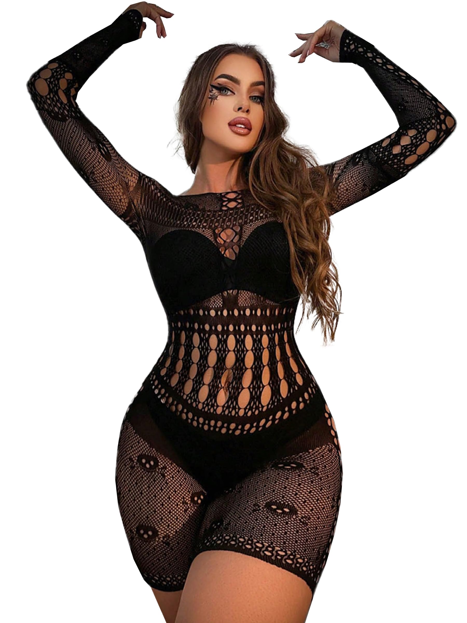 Buitifo Woman Lingerie Bodysuit Fishnet