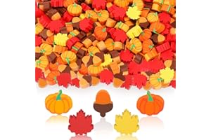 JUNEBRUSHS Fall Mini Cute Thanksgiving Mini Eraser Bulk Set of 150 Pcs, Maple Leaf Novelty Pencil Eraser Pack for Kids, Homework Rewards, Party Favors