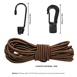 1/4" Bungee Shock Cords with Hooks, 32 Feet Elastic