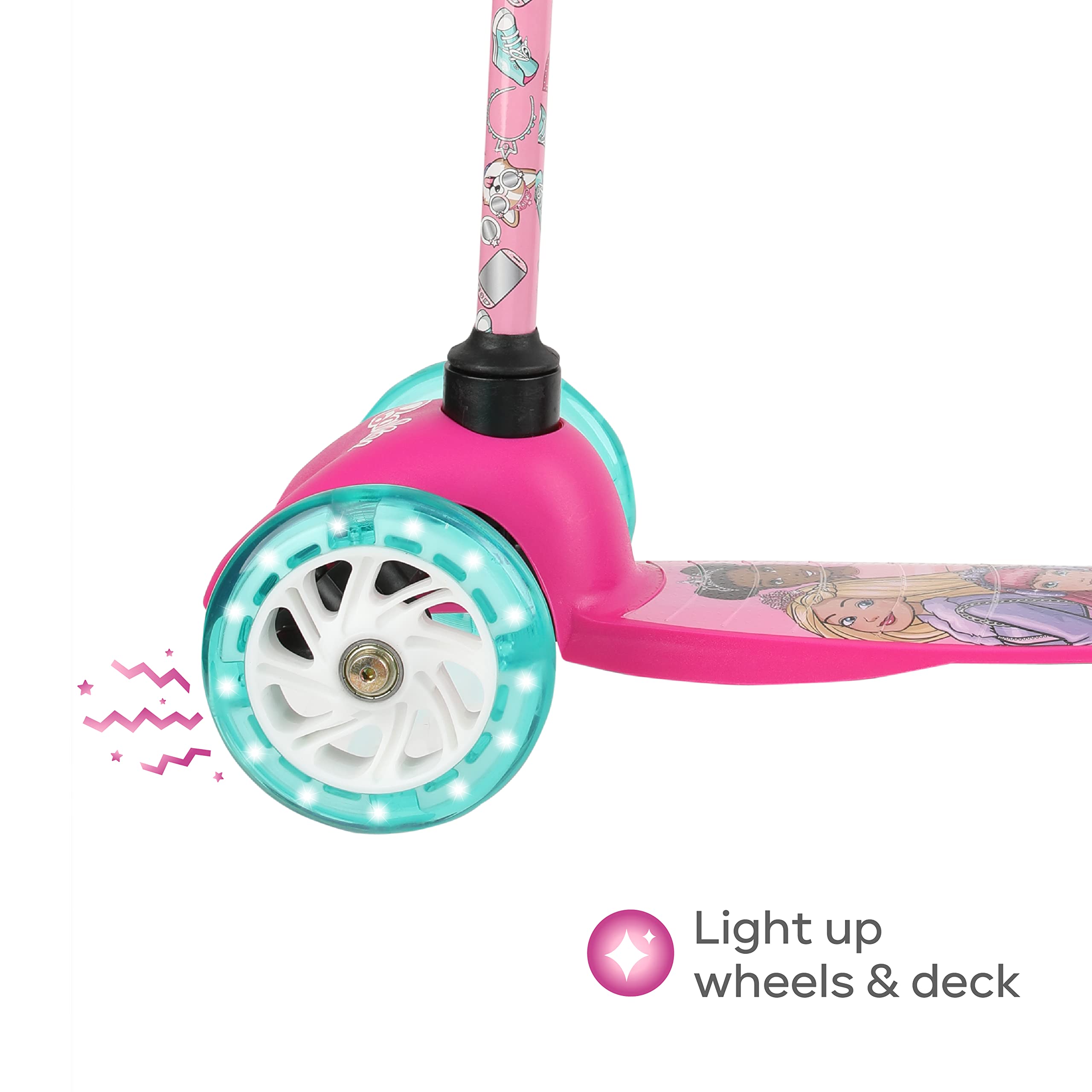 Kick Barbie Mua Barbie Self Balancing Kick Scooter with Light Up Wheels, Extra Wide ...